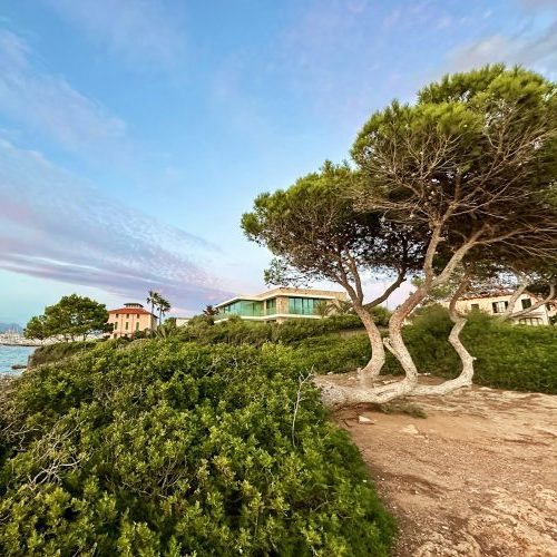 Blick übers Meer von der Klippe in Sa Torre auf Mallorca