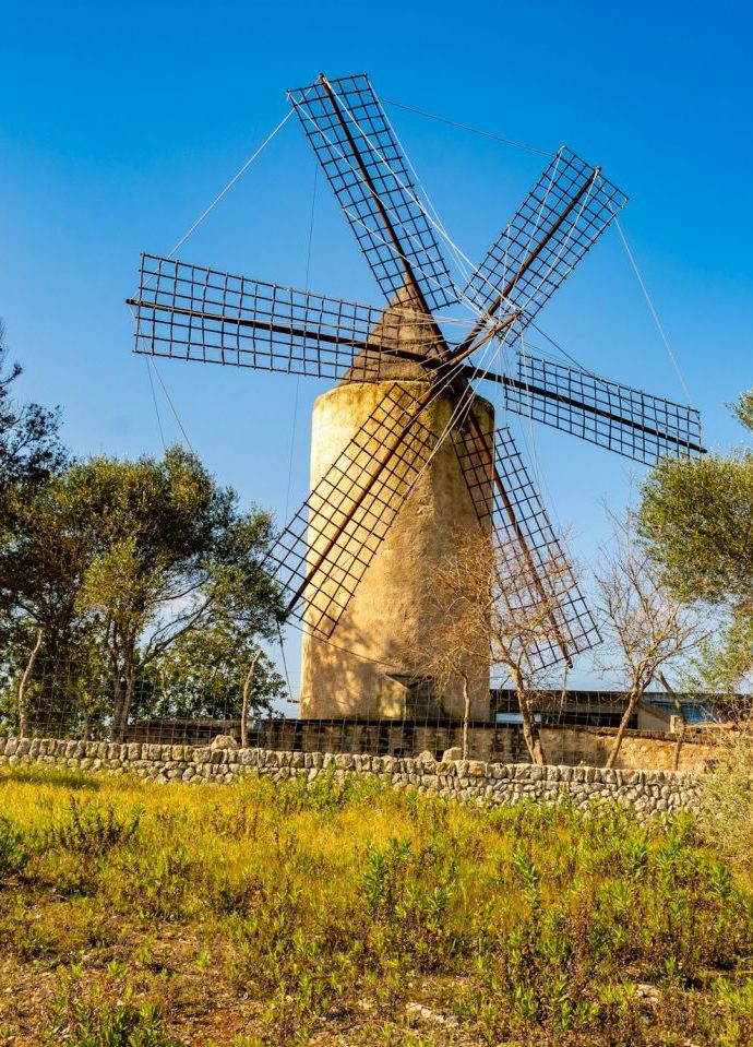 Traditionelle Windmühle in Campos auf Mallorca